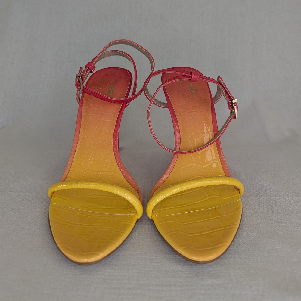 Mix No. 6 Yellow & Pink Glazed Ombre Croc Print Heels - Picture 3 of 7